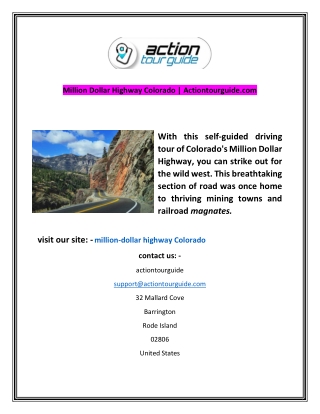 Million Dollar Highway Colorado Actiontourguidecom