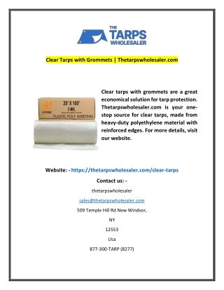 Clear Tarps With Grommets  Thetarpswholesalercom