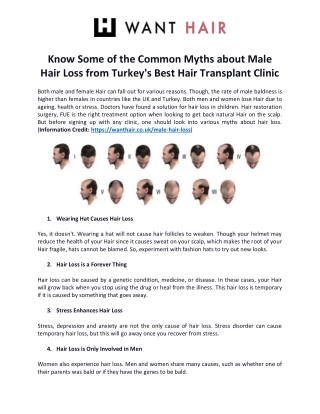 Know Some of the Common Myths about Male Hair Loss from Turkey's Best Hair Transplant Clinic