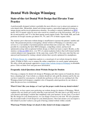 Dental Web Design Winnipeg