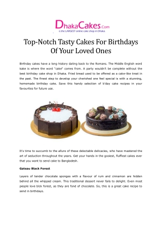 Best Birthdays Cake Shop For Your Loved Ones in Dhaka