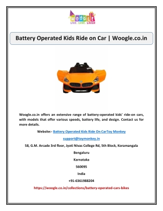 Battery Operated Kids Ride on Car | Woogle.co.in