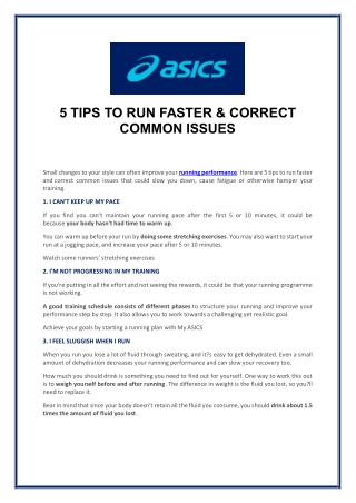 5 TIPS TO RUN FASTER & CORRECT COMMON ISSUES