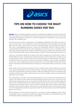 TIPS ON HOW TO CHOOSE THE RIGHT RUNNING SHOES FOR YOU