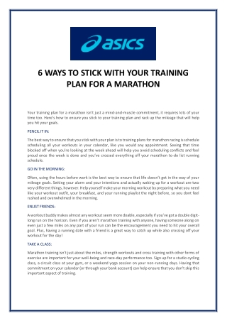 6 WAYS TO STICK WITH YOUR TRAINING PLAN FOR A MARATHON