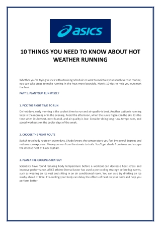 10 THINGS YOU NEED TO KNOW ABOUT HOT WEATHER RUNNING