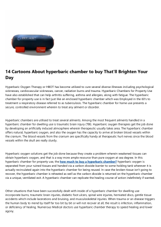 How to Get More Results Out of Your where to rent or buy hyperbaric chamber New