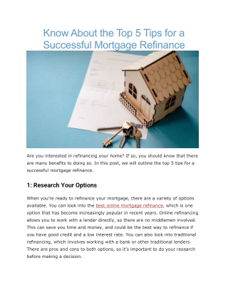 best online mortgage refinance