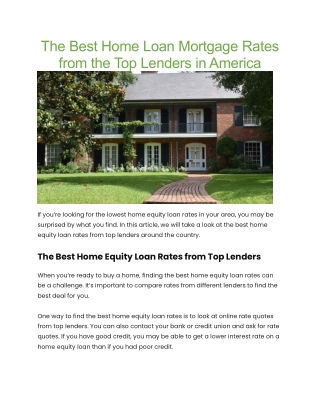 home loan mortgage rates