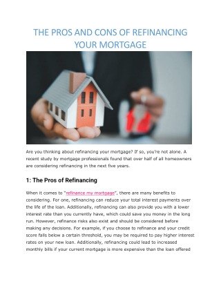 refinance my mortgage