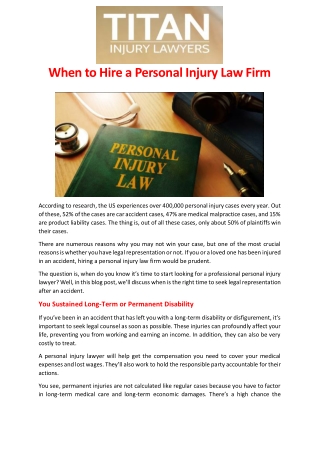 When to Hire a Personal Injury Law Firm