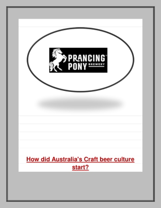 How did Australia's Craft beer culture start?