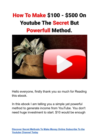 Secret Youtube Method To Make 100 A Day