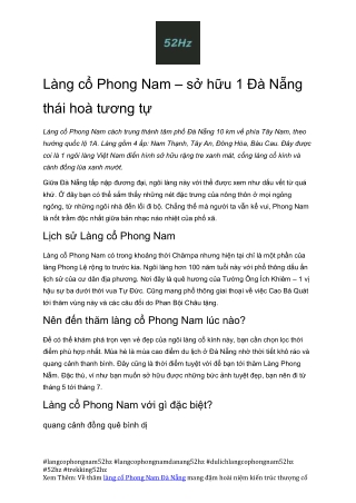 Cam Nang Tham Quan Lang Co Phong Nam Da Nang 52hz