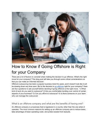 How To Know If Going Offshore Is Right For Your Company