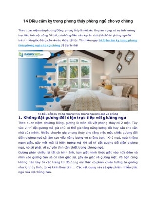 14 Điều cấm kỵ trong phong thủy phòng ngủ cho vợ chồng