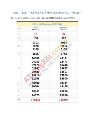 XSMT - SXMT - Kết Quả Xổ Số Miền Trung Hôm Nay - KQXSMT