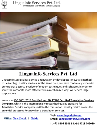 India's No.1 Certified Language Translation Company In India|Linguainfo