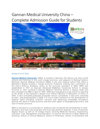 Gannan Medical University China – Complete Admission Guide for Students