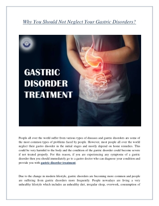 Why You Should Not Neglect Your Gastric Disorders?