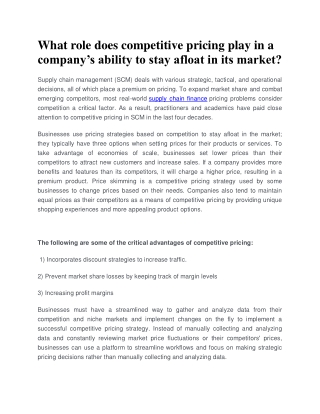 What role does competitive pricing play in a company’s ability to stay afloat in its market