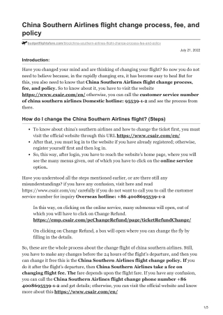 China Southern Airlines flight change process fee and policy