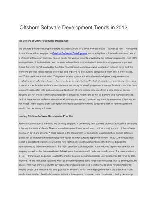 Offshore Software Development Trends in 2012