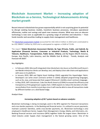 Blockchain Assessment Market