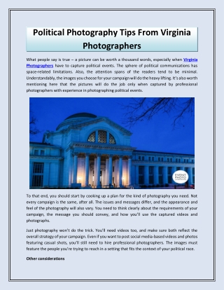 Political Photography Tips From Virginia Photographers