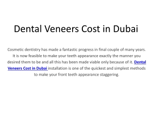 Dental Veneers Cost Dubai
