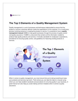 The Top 5 Elements of a Quality Management System | Bizzlibrary