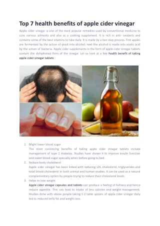 Top 7 health benefits of apple cider vinegar