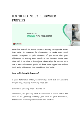 HOW TO FIX NOISY DISHWASHER-partsips