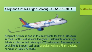 Allegiant Airlines Flight Booking  1-866-579-8033