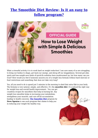 The Smoothie Diet Review- Is it an easy to follow program?