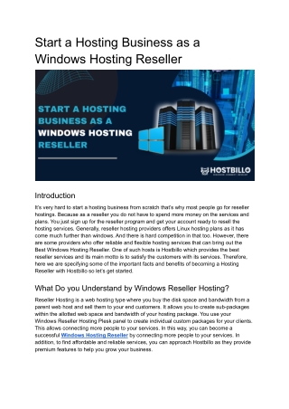 Start a Hosting Business as a Windows Hosting Reseller