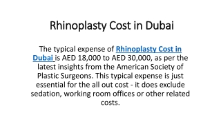 Rhinoplasty Cost in Dubai