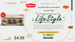 Buy MR Golden Cream Single Thread Rakhi - Rakhi Collection in New Zealand