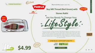 Buy MR Thread (Red Green) with Stones Rakhi - Rakhi Collection in New Zealand