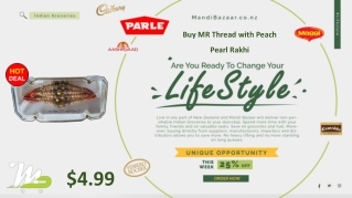 Buy MR Thread with Peach Pearl Rakhi - Rakhi Collection in New Zealand