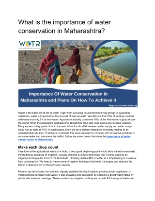 What is the importance of water conservation in Maharashtra