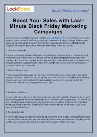 Boost Your Sales with Last-Minute Black Friday Marketing Campaigns