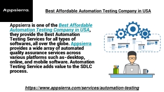 Best Affordable Automation Testing Company in USA
