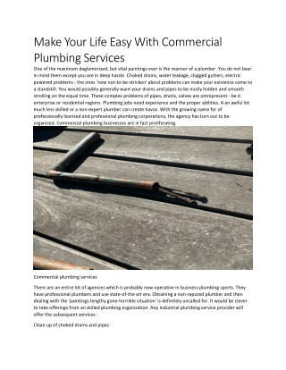 Make Your Life Easy With Commercial Plumbing Services