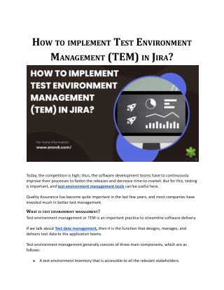 How to implement Test Environment Management (TEM) in Jira?