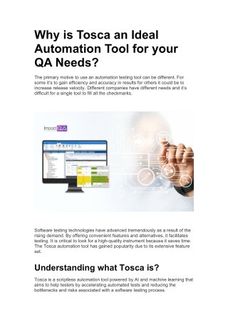 Why is Tosca an Ideal Automation Tool for your QA