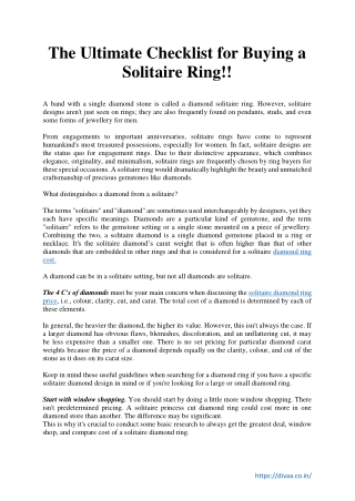 The Ultimate Checklist for Buying a Solitaire Ring