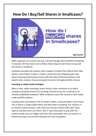 How Do I Buy Sell Shares in Smallcases