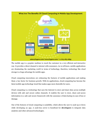 What Are The Benefits Of Cloud Computing In Mobile App Development