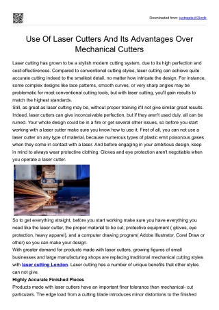 Use Of Laser Cutters And Its Advantages Over Mechanical Cutters